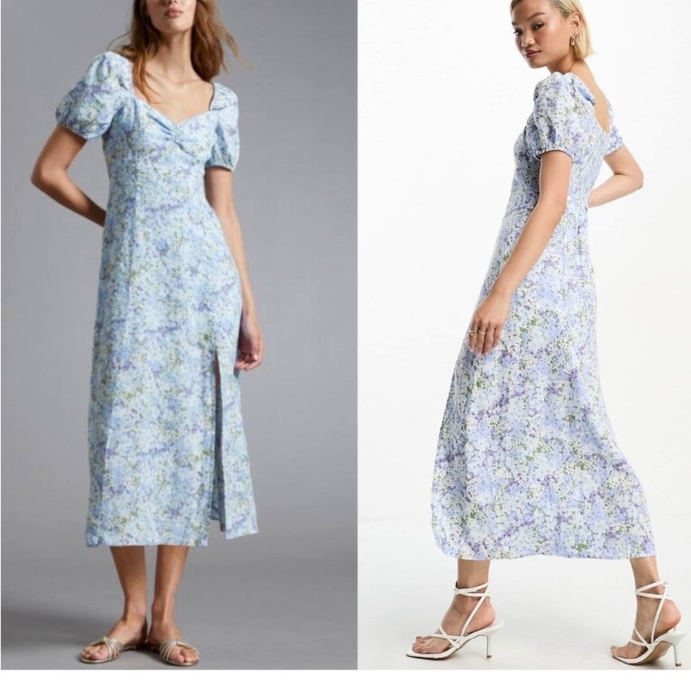 & Other Stories Light Blue Floral Midi Dress